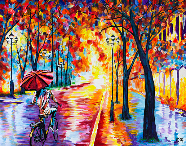 Walking in the Rain - rain painting by L.Afremov