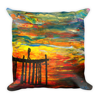 Square Pillow - Couple on a Pier