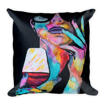 Square Pillow - Is it the Music or the Wine?
