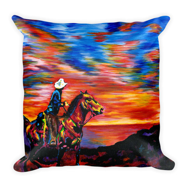 Square Pillow - Cowboy Sunset