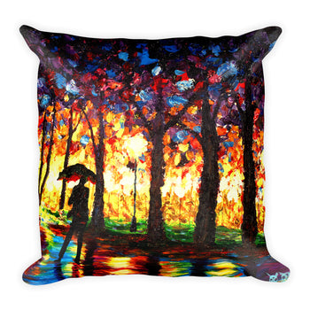 Square Pillow - Stroll in the Rain