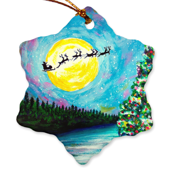 Porcelain Ornament - Visions of Santa