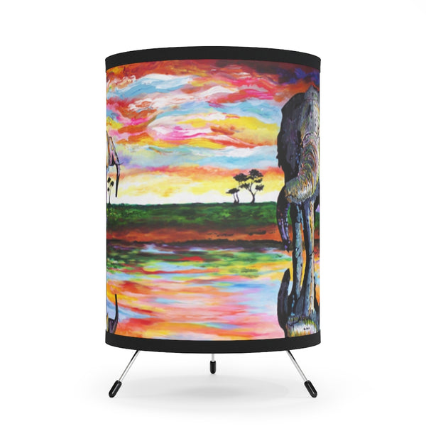 Soul of the Serengeti - Tripod Lamp with High-Res Printed Shade, US/CA plug