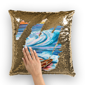 Breaking Waves Sequin Cushion Cover