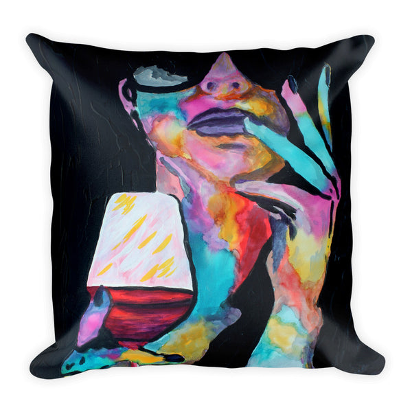 Square Pillow - Is it the Music or the Wine?